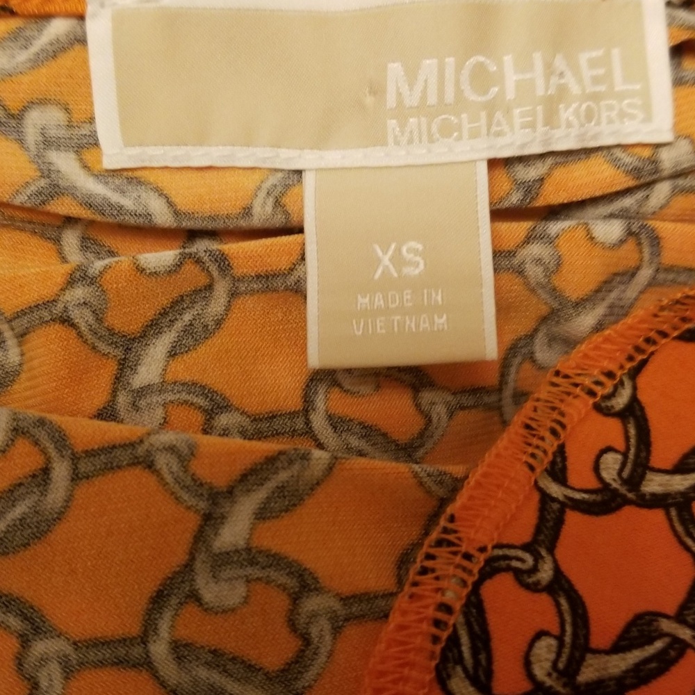 Michael Kors Orange Chain Link Pattern Dress Xs - image 6